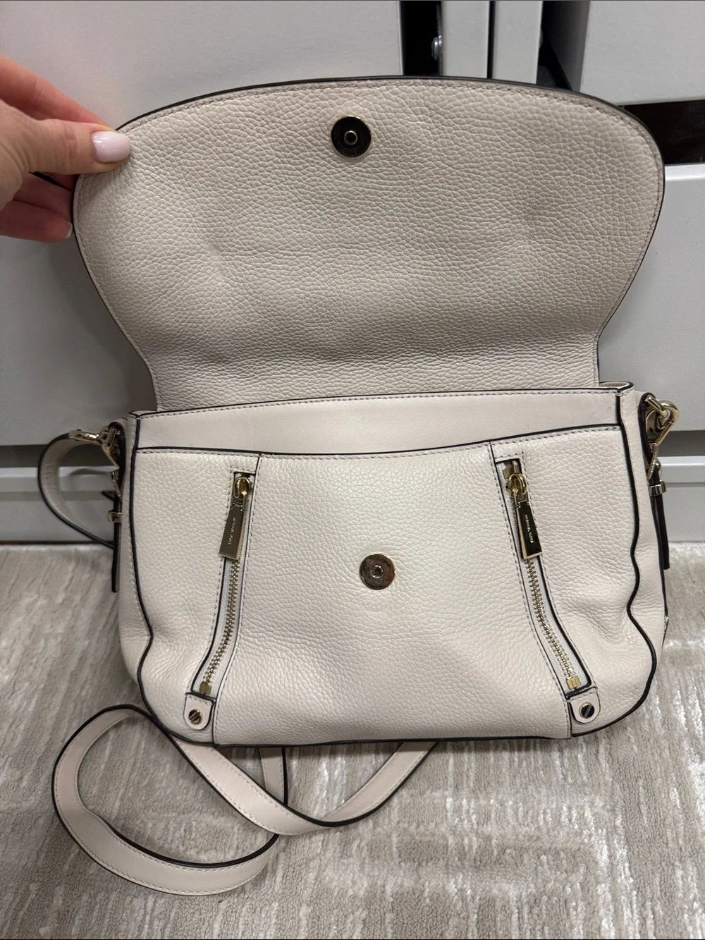 Michael Kors Off-White Pebbled Leather Crossbody Bag